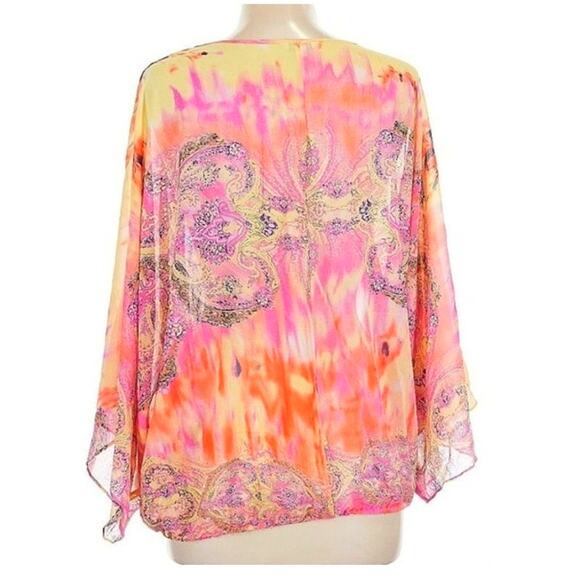 Harlow Zee Paisley Tie Dye Semi-Sheer Flowy Top XS - Picture 5 of 10